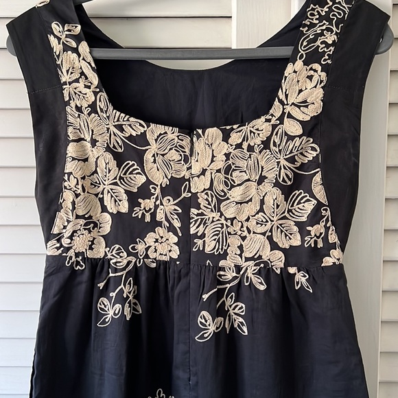 J Crew Mirabel Dress Faded Black Sand Embroidered Floral 0 - Picture 5 of 6